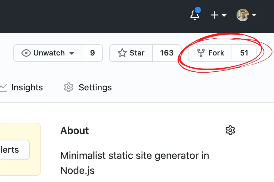 fazendo um fork do repositório